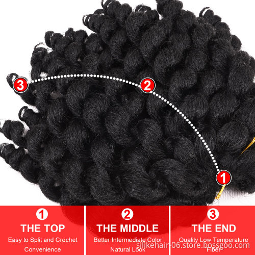 Jumpy Wand Curl Crochet Braids Jamaican Bounce Synthetic Crochet Hair Extension for Black Women Synthetic 22 Roots 8 inch Ombre